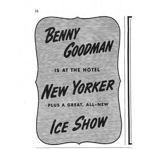 Benny Goodman Hotel New Yorker Ice Show NYC 1940s Vintage Print Ad